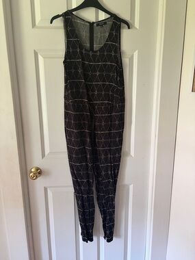 Madewell Black Jumpsuit with Metallic Geometric Stitching